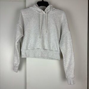 90 Degree By Reflex Light Gray Cropped Hoodie